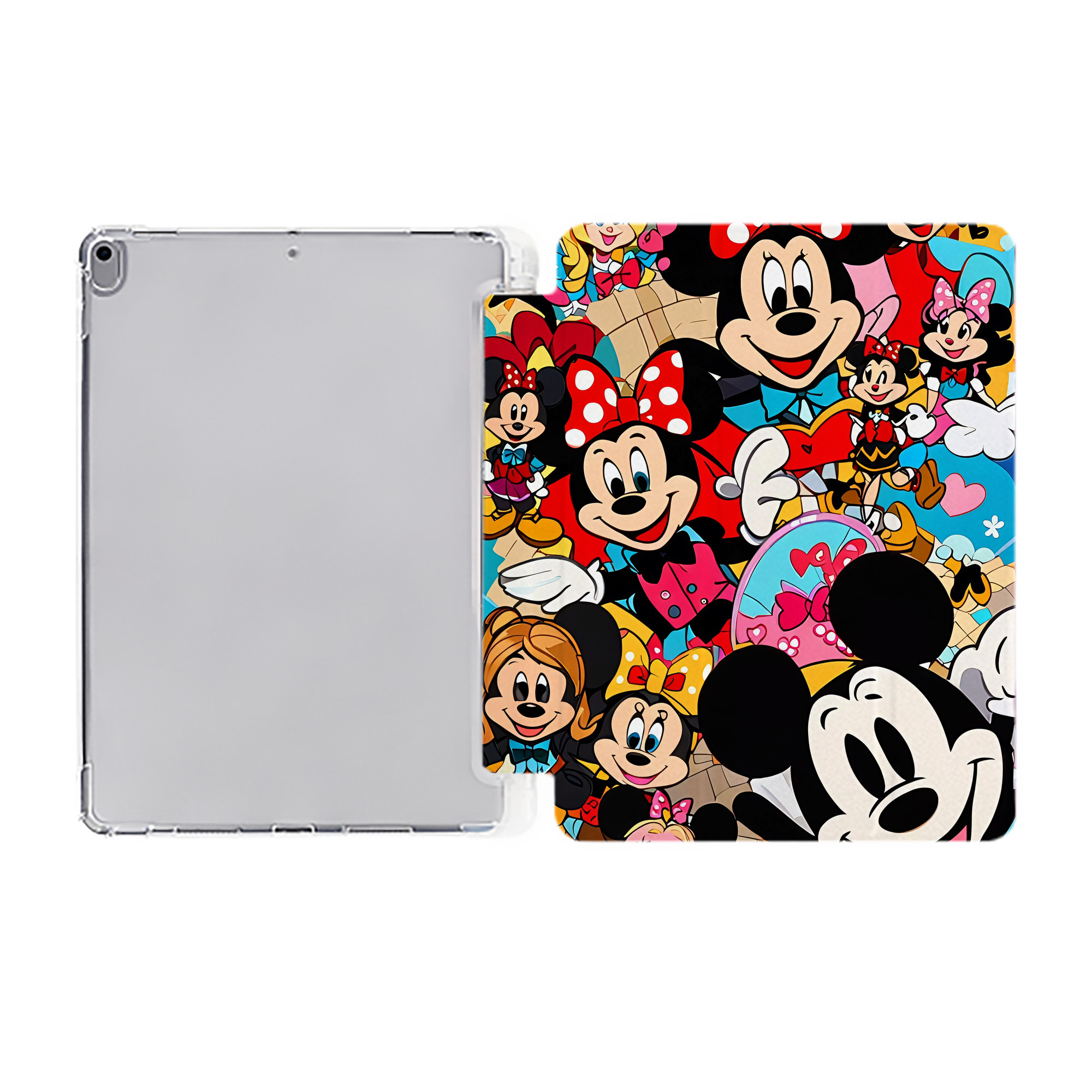 （画像用） ミッキーマウス Mickey Mouse IPad ケース ペン収納付き 三つ折りスタンド PUレザー×シリコン 対応機種9.5/10.5/10.9インチ